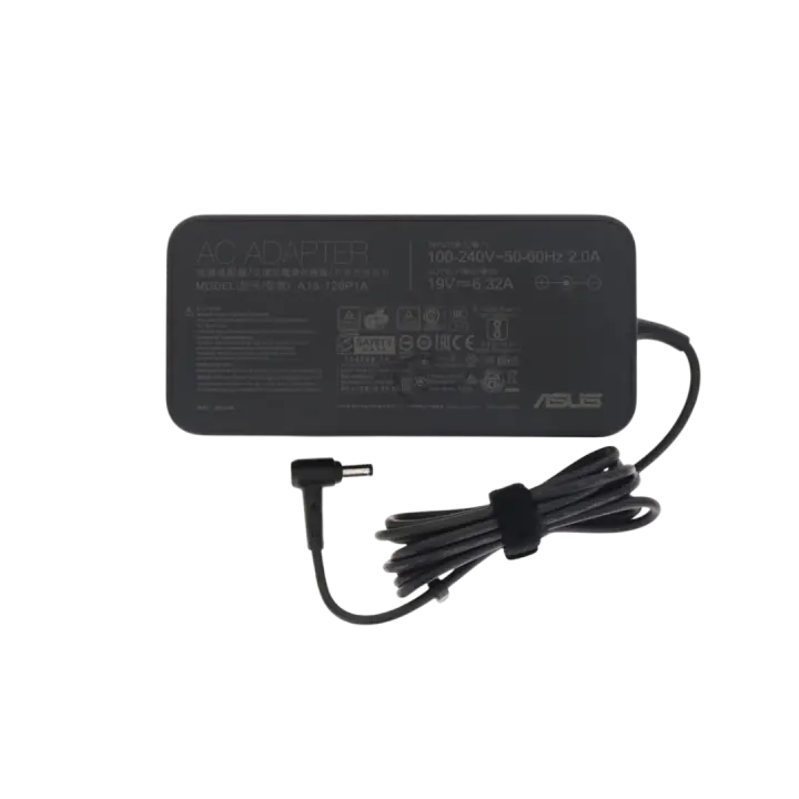 شاحن اسوس أصلي 120 واط, 19V 6.32A, Type 6.0×3.7mm, ASUS TUF / ROG, Genuine Asus Charger, رقم القطعة A15-120P1A