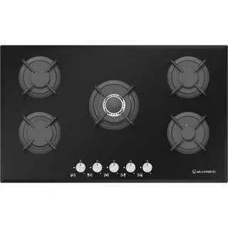 Built-in Ecomatic Gas Cooker, 92 cm, 5 burners - Black Crystal