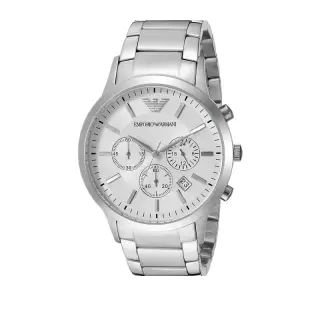 ساعة Emporio Armani Renato Large AR2458 رجالي كرونوغراف فضي, 43 مم