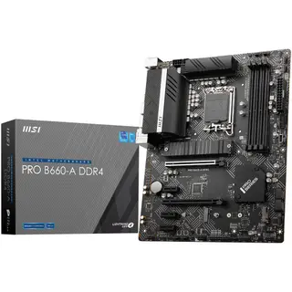 MSI PRO B660-A DDR4 Motherboard (ATX, 12-14th Gen Intel Core, LGA 1700 Socket, DDR4, PCIe 4, 2.5G LAN, M.2 Slots, USB 3.2)