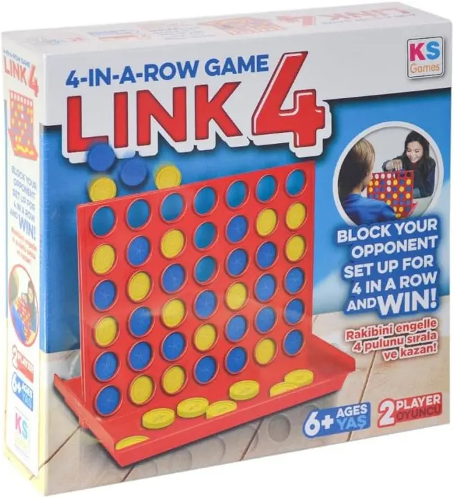 KS Games Link 4 Board Game (Classic 4-in-a-Row Strategy Game) - 2-Player Head-to-Head Family Game for Kids and Adults (Ages 6+).
