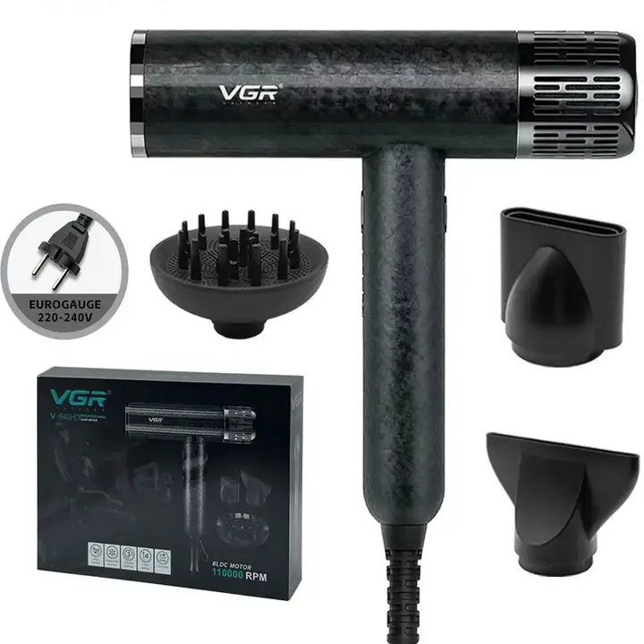VGR V-640HD Professional Barber Series Hair Dryer 1900 Watt - Black