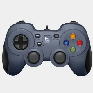Logitech F310 Wired Gamepad, Controller Console Like Layout, 4 Switch D-Pad, 1.8-Meter Cord, PC, Grey/Blue
