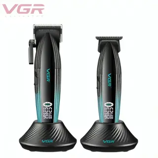 مجموعة قص الشعر الاحترافية 2 في 1، VGR V-889 S2_ لون اسود و ازرق