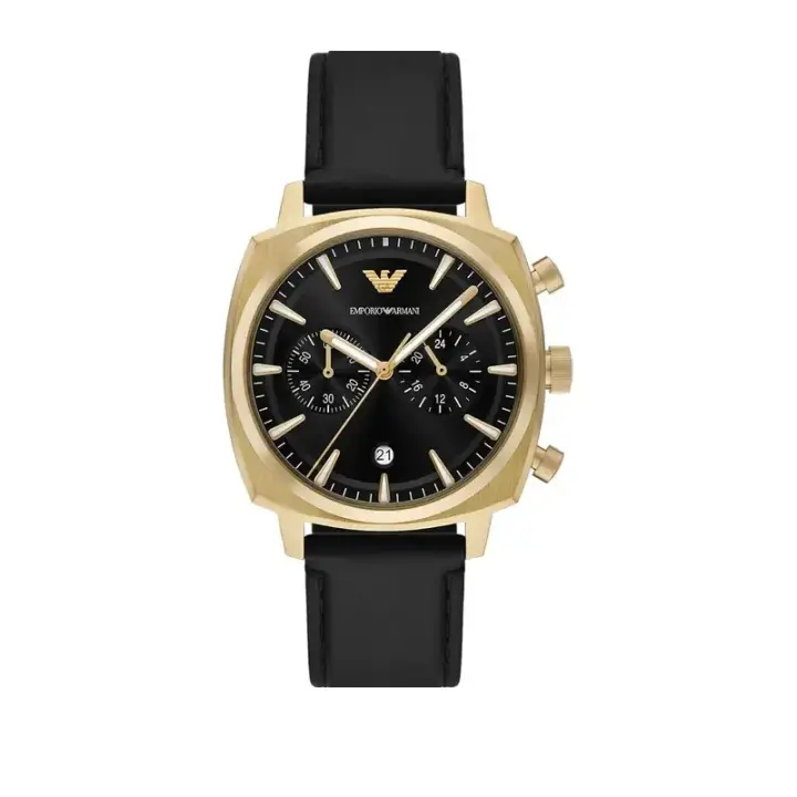 ساعة Emporio Armani Carlo AR11690 رجالي كرونوغراف جلد أسود, 40 مم