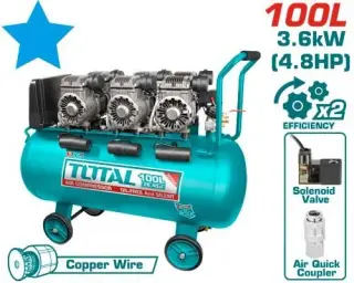 كمبروسر 100 لتر 3 هيد 4.8 حصان ملفات نحاس بدون زيت, TCS3361008
