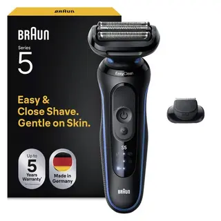 Braun Series 5 Elektrorasierer für Herren, Nass- & Trockenfolienrasierer, blau