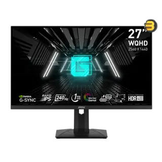 MSI G274QPX 27 QHD 2560x1440 Rapid IPS Gaming Monitor, 240Hz Refresh Rate, 1ms GtG Response, G-SYNC Compatible, HDR400, 98% DCI-P3, 136% sRGB, 2x HDMI 2.0b, DisplayPort 1.4a, USB Type-C PD 65W, Adjustable Stand, VESA Mount - G274QPX