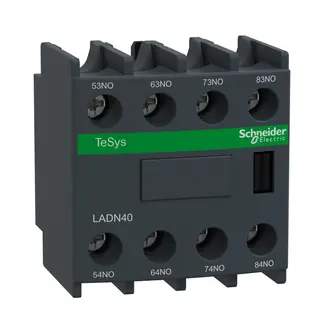 Schneider LADN40 TeSys | Auxiliary contact block, TeSys D, 4NO, front mounting, screw terminals