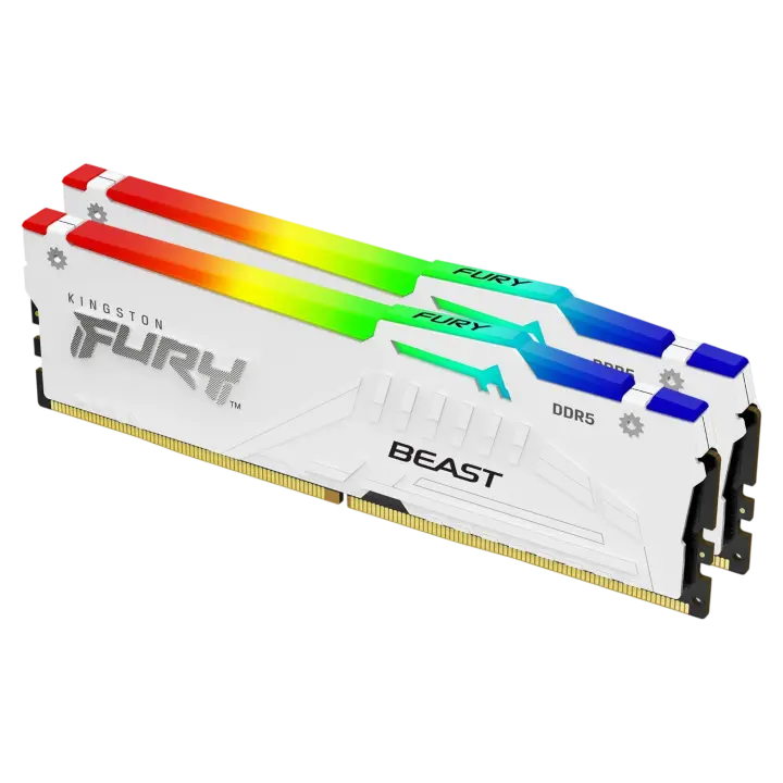 Kingston Fury Beast RGB 64GB (2x32GB) DDR5 6000MT/s CL36 DIMM Desktop Gaming Memory Kit White, KF560C36BBEAK2-64