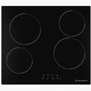 Ecomatic Digital Built-in Electric Hob 60 Cm - Touch Controls and Elegant Vitro-Ceramic Design - Black - V6107T