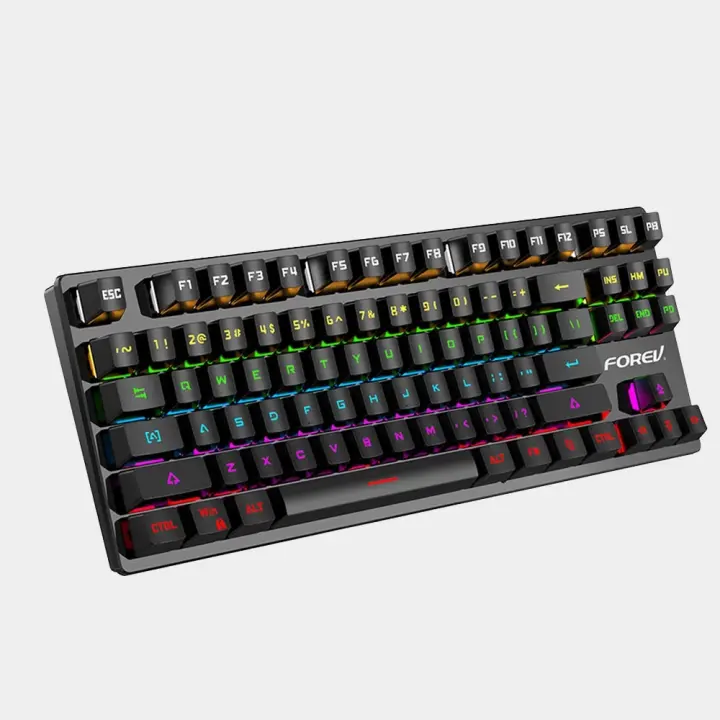 FV-Q301 87 keys Wired Mechanical Keyboard Blue Axis Cute Small Rainbow Backlight Portable Gaming Keyboard