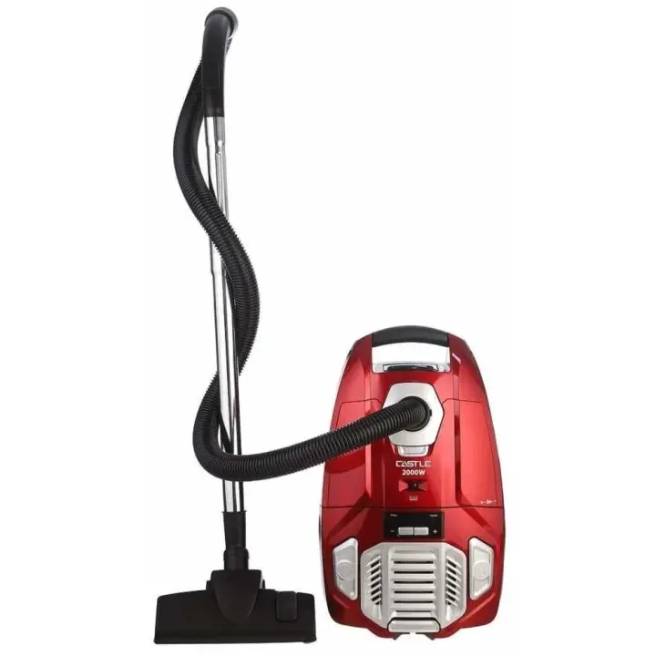 Castle Bagged Canister Vacuum Cleaner, 2000 Watt, Red Silver - VC1520