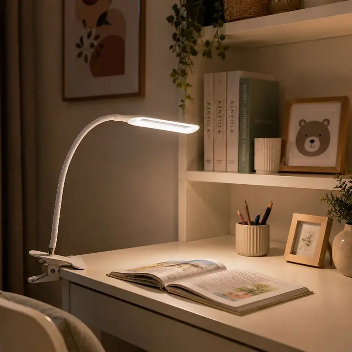 أباجورة مكتبية LED مشبك قابلة للتعديل 360°| ذراع مرن وإضاءة مريحة