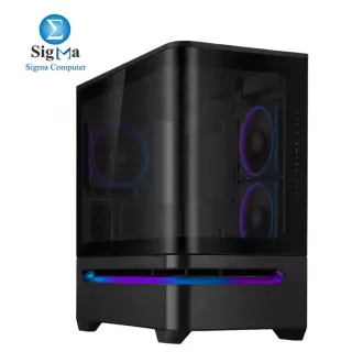 ASUS Prime AP202 ARGB Black mATX pc case with Fully Tempered Curved Glass