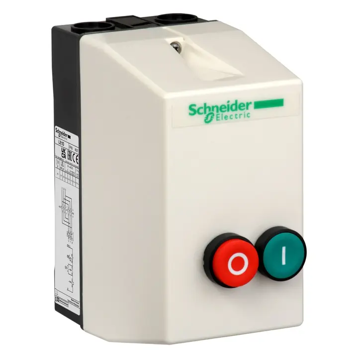 LE1D09Q7 | مشغل DOL مغلق، ملف TeSys LE، 9A، 380V AC، بما في ذلك 1 LC1D، 2 زر ضغط