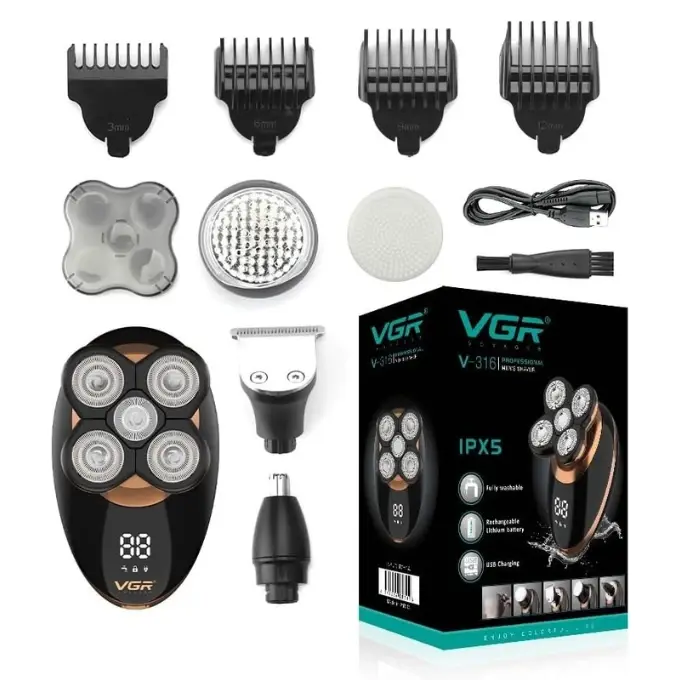 ماكينة قص وتشذيب في جي ار للاستعمال الرطب والجاف، اسود - V-316