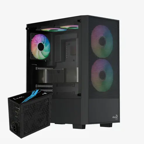 AeroCool B508A Flow Mid Tower Case with LUX 550W 80Plus Bronze PSU