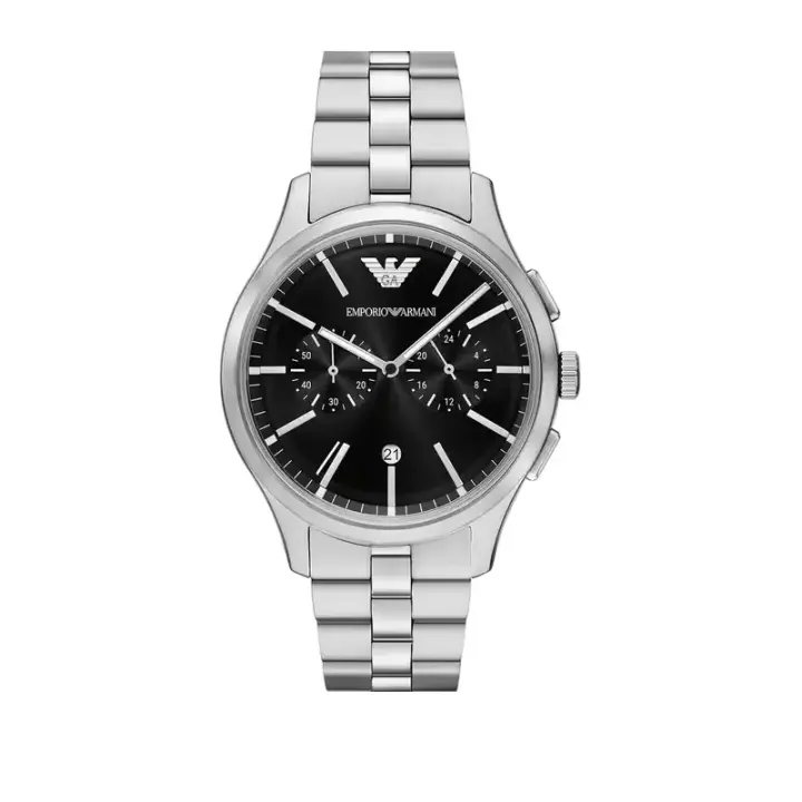 ساعة Emporio Armani Dario AR11691 رجالي أسود فضي, 42 مم