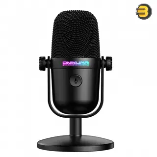 ONIKUMA M830 USB Desktop Colorful RGB Condenser Microphone, 14mm Capsule, Cardioid Polar Pattern, Noise Reduction, Plug and Play, One-Key Mute, Adjustable Angle, Compatible with PC, Mac, Linux, Streaming, Recording, Gaming, RGB Lighting Effects -