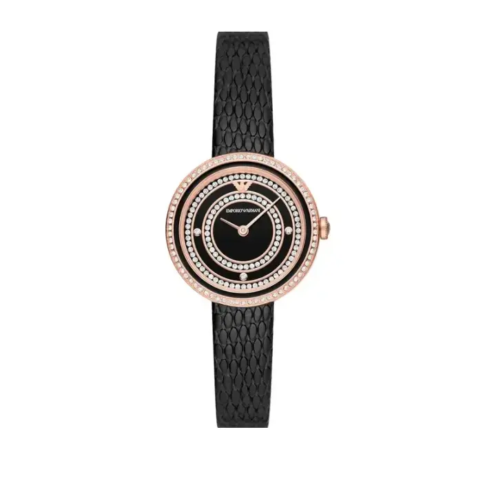 ساعة Emporio Armani AR11493 نسائية أسود بسير جلد, 30 مم