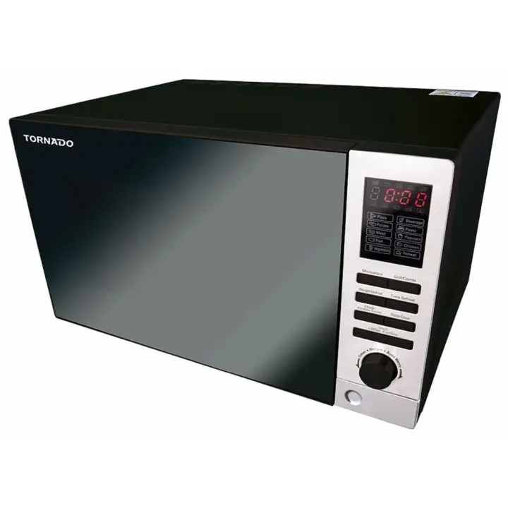 TORNADO Digital Microwave With Grill, 25 Liter, 900 Watt, Black - MOM-C25BBE-BK