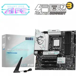 MSI B860M GAMING PLUS WIFI, M-ATX LGA1851 Intel B860 Chipset, DDR5 Support up to 8800+ MHz (OC), PCIe 5.0 x16, 3x M.2 NVMe Slots, Wi-Fi 7, 5Gbps LAN, USB 3.2 Gen 2x2 Type-C, Realtek ALC897 Audio, Advanced VRM Cooling, Compact Gaming Motherboard -