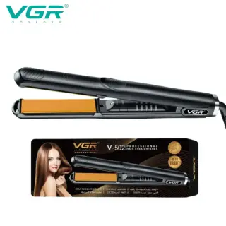 مكواة فرد شعر VGR V-502 الاحترافية, سيراميك رطبة وجافة بتقنية الأشعة تحت الحمراء، تحكم رقمي 1080°F، تصميم مضاد للحروق، لون أسود