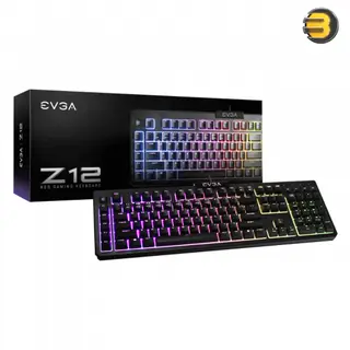 EVGA Z12 RGB Gaming Keyboard, RGB Backlit, 5 Macro Keys, Dedicated Media Controls, Water-Resistant Design