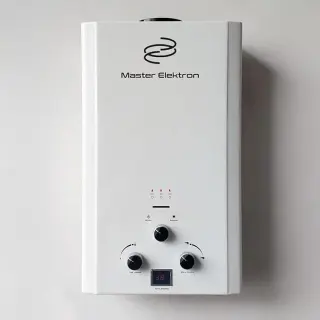 Master Elektron Natural Gas Water Heater, 10 Liters, Digital Display, with Charger, Silver ME-WH10S1