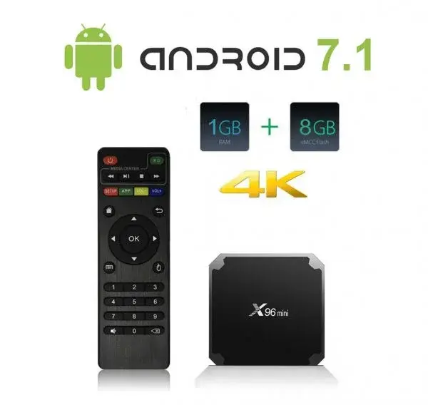 Android Smart TV Box X96mini 1GB / 8GB Android 7.1 Ultra 4K WiFi, LAN, Bluetooth, USB, HDMI, Card Slot