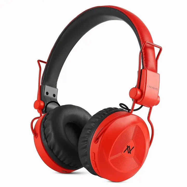 L'AVVENTO (HP235) Bluetooth 5.0 Headphone With Mic Turbo Bass Mode, Red*Black