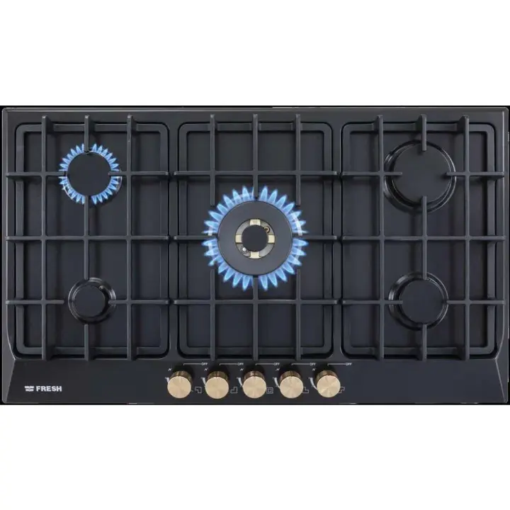 Fresh HAFR90CMBC1/BR Built In Cooker, 5 Gas Burner, 60×90 cm, Black