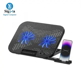 Rapoo CF200 Laptop Cooler with 2 Fans and Phone Holder Cooling Pad - Black