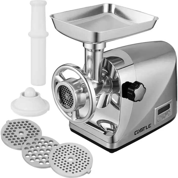 Castle Electric Meat Grinder - 3600 Watt - 5 Functions - Digital - Mga3600 - Silver