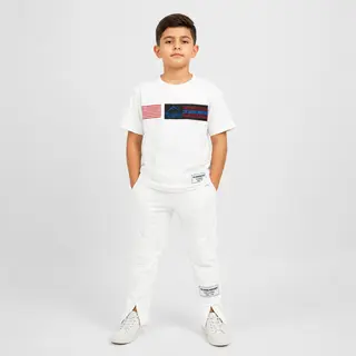 تشكيلة أطقم رياضية ولادي صيفي قطعتين (زيتوني، زمردي، أسود) white-2 5-6y