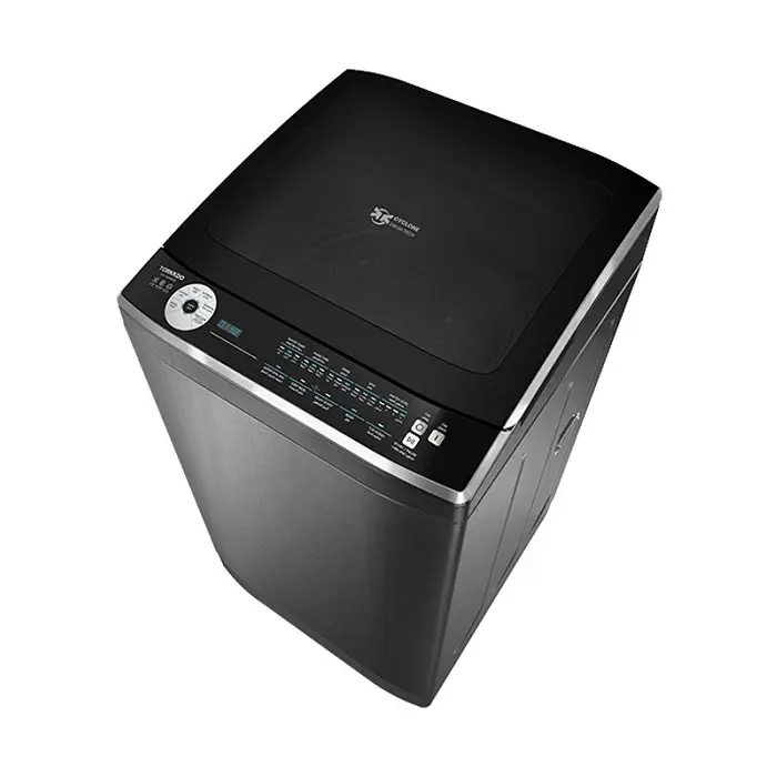 TORNADO Washing Machine Top Automatic 9 Kg, Pump, Dark Silver TWE-TLN09RDS