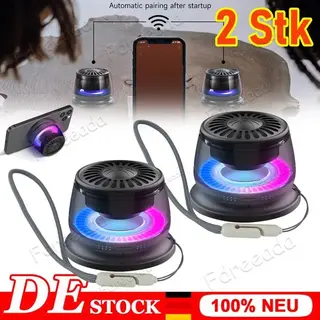 2Stk Tragbarer Magnetischer Bluetooth-Lautsprecher Mini Speaker TWS Magnetring