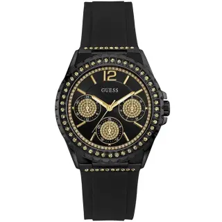ساعة جيس ستار لايت للنساء W0846L1 بسوار مطاطي أسود