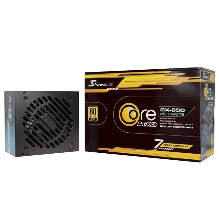 SEASONIC Core GX-850 850W PCIe 5.1 ATX3.1 80+Gold Cybenetics Platinum Fully Modular Braided Cables Power Supply