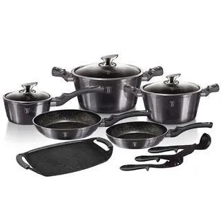 Berlinger Haus Carbon Pro 12 Piece Non-Stick Cookware Set Metallic Grey