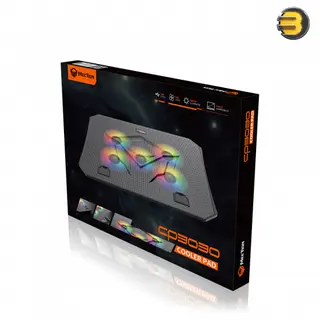 Meetion CP3030 RGB Gaming Cooling Pad, Height Adjustable, Super Silent, Rapid Heat Dissipation for 9-15.6 Inch Laptops with Aluminum Alloy Design and RGB Backlighting -