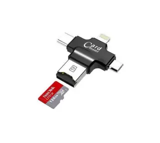 Micro SD Card Reader, 4 in 1 SD/TF Memory Card Reader, Black