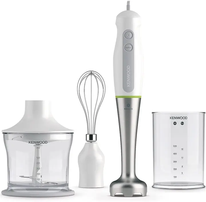 Kenwood Hand Blender HDP109WG with Chopper, Beaker, Whisk, Stainless Steel Wand