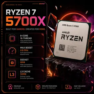 AMD Ryzen 7 5700X 8-Core AM4 Desktop Processor CPU Only, Brand New Tray