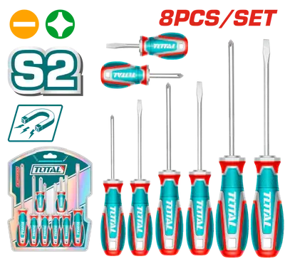 طقم مفكات 8 قطع s2 عادة و صليبة, TKSDS0826
