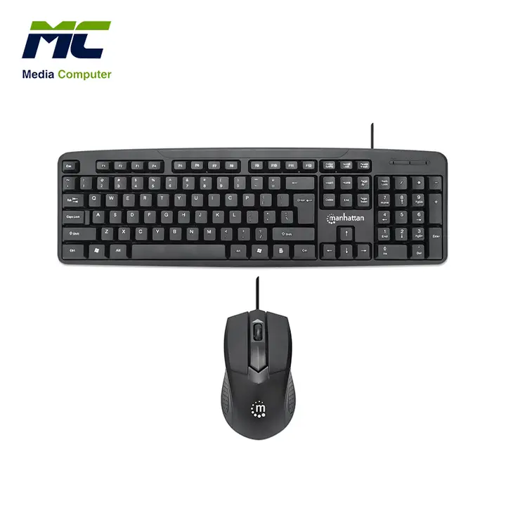 Manhattan 178464 Wired Keyboard and Optical Mouse Set, Black KB707