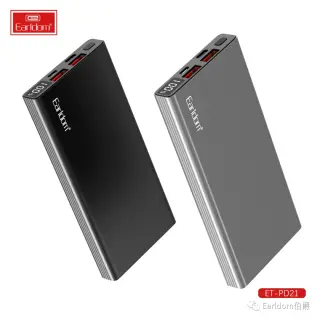 Earldom PD21 10000 mAh Ultra Slim Power Bank With Led Digital Display Travel Phone Power Banks Dual USB Fast Portable Charger