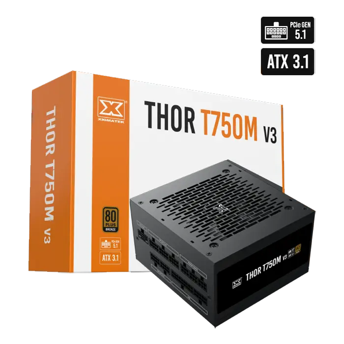XIGMATEK THOR T750M V3 750W 80+ Bronze ATX 3.1 PCI E 5.1 Full Modular Power Supply