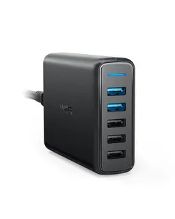 باور بانك سريع بـ 5 منافذ PowerPort أسود